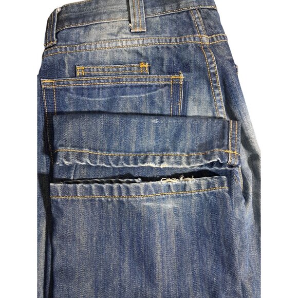 Do Denim Mens Jeans Size 32/32 Distressed Straight Leg Blue Faded Wash Y2K - Picture 5 of 9